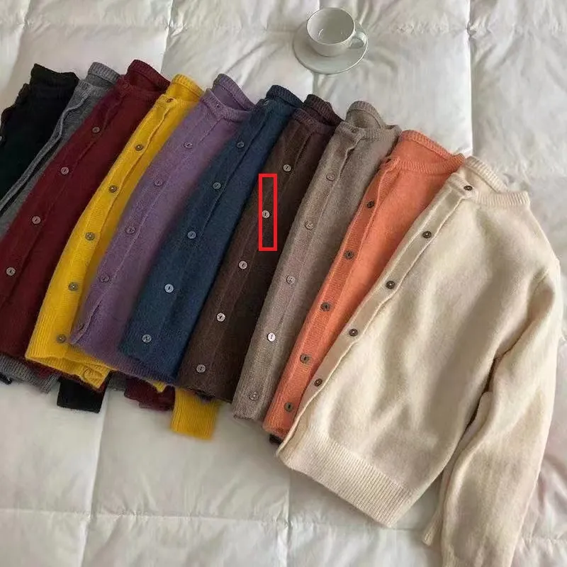 Fashion Round Neck Knitted Cardigan Loose-fitting Outerwear Sweater Coat - Brown