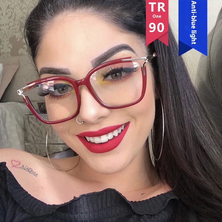 Square Cat Eye Hollow Glasses Frame - Image 9