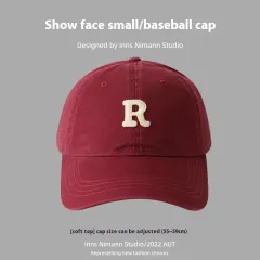 Soft Top All-matching Hat R Letter Baseball Cap For Women - R Wine Red - View 1