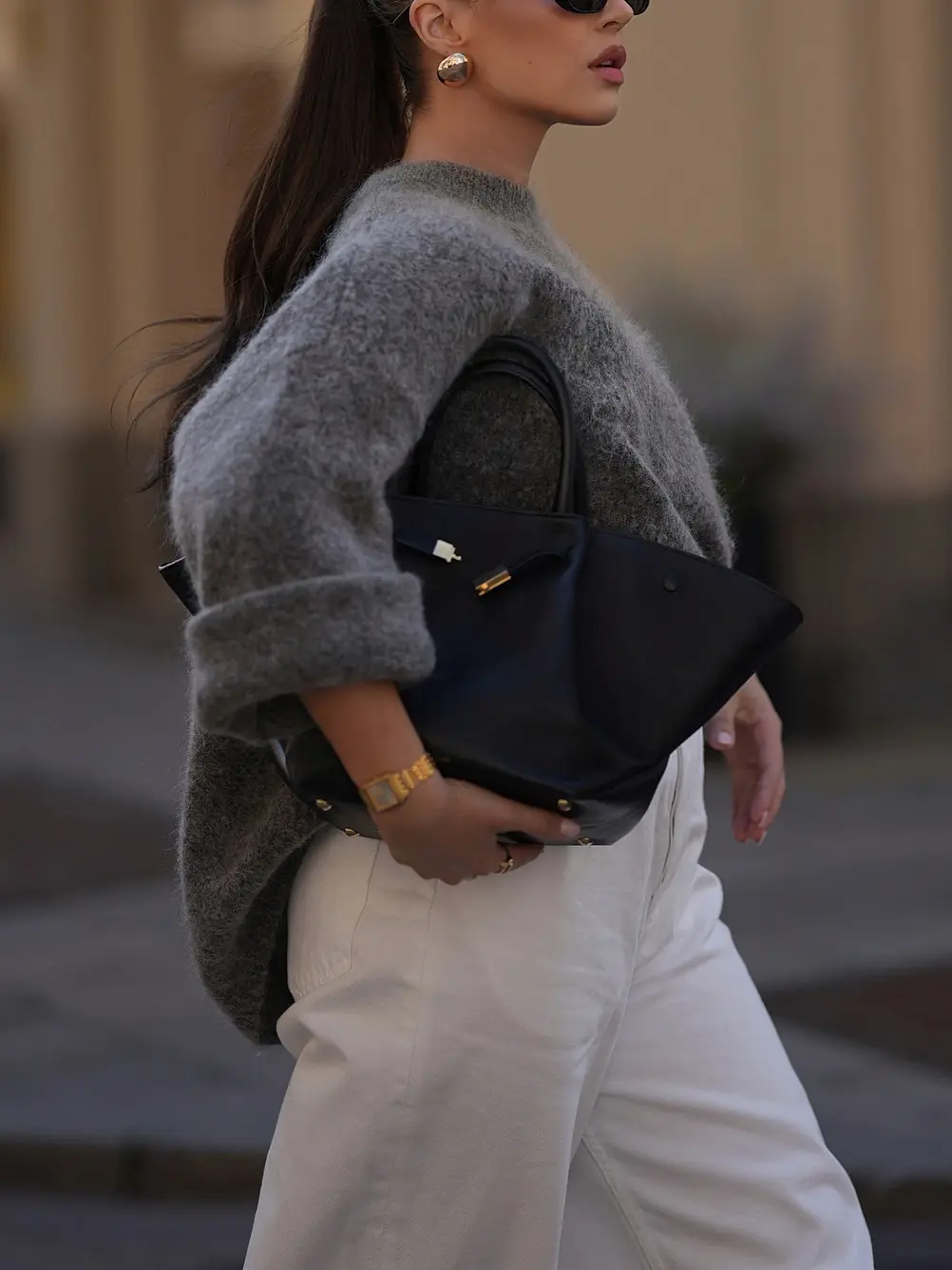 Solid Color Round Neck Long Sleeve Sweater