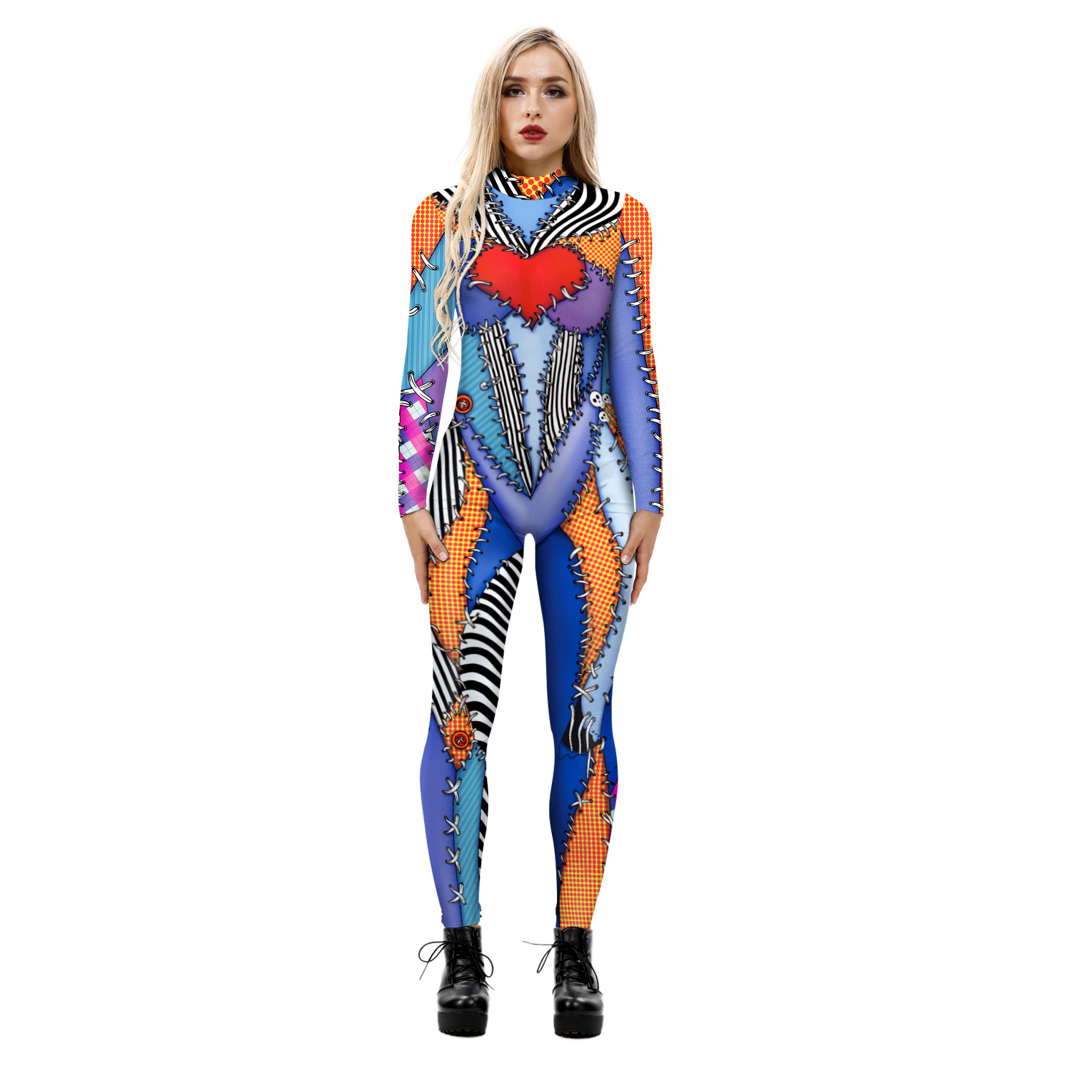 Title 2, Tight Long-sleeved Skeleton Jumpsuit