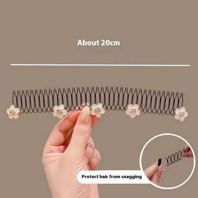 Back Head Invisible Inverted Hair Comb Forehead Hair Band P15 White Double Flower - Shop at LoveMi