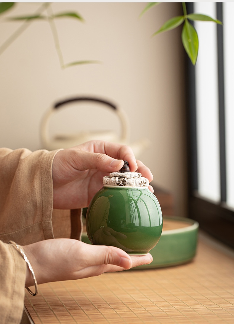 Title 5, Green Glass Glaze Small Round Tea Pot