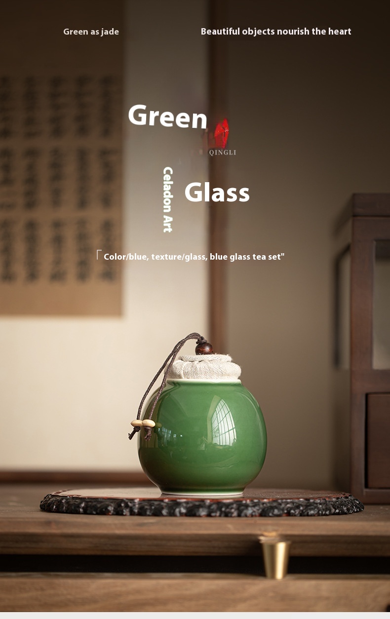 Title 4, Green Glass Glaze Small Round Tea Pot for the p...