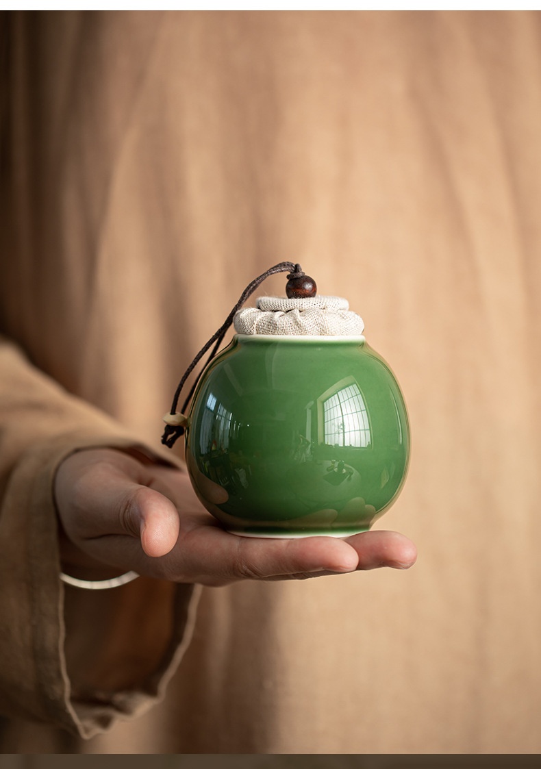 Title 9, Green Glass Glaze Small Round Tea Pot for the p...