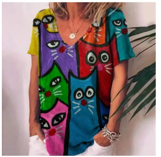 T shirt Animal Print Casual Loose Street Trend Att23041A6 2Xl - Shop at LoveMi