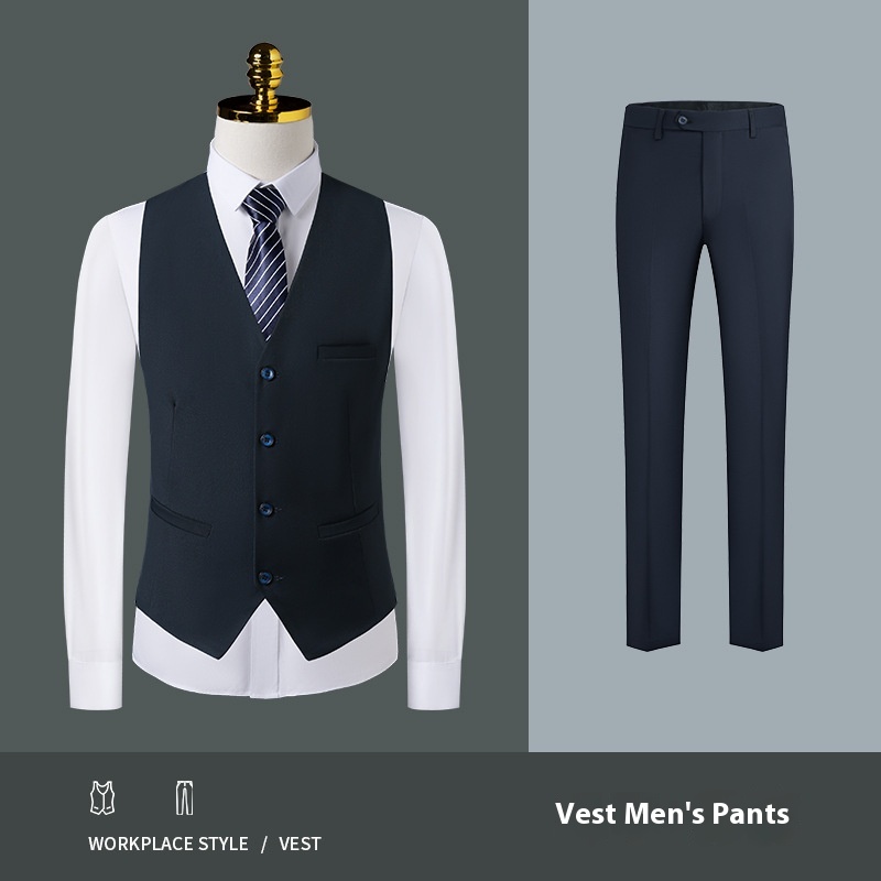 Men Navy Blue Vest Pants