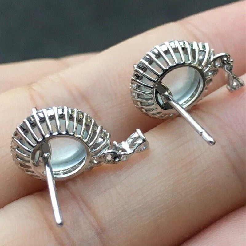 Egg Surface Elegant White Moonlight Simulation Ear Studs