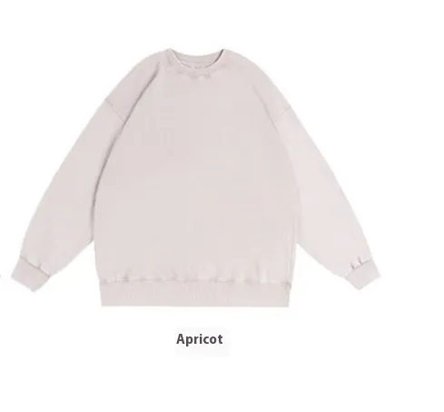 Round Neck Sweater Women's Worn Looking Washed out Long Sleeve T shirt Apricot - Shop at LoveMi