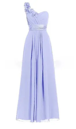 Women's Multi Colored Slanted Neck Sleeveless Strapless Long Dress - Lavender Purple