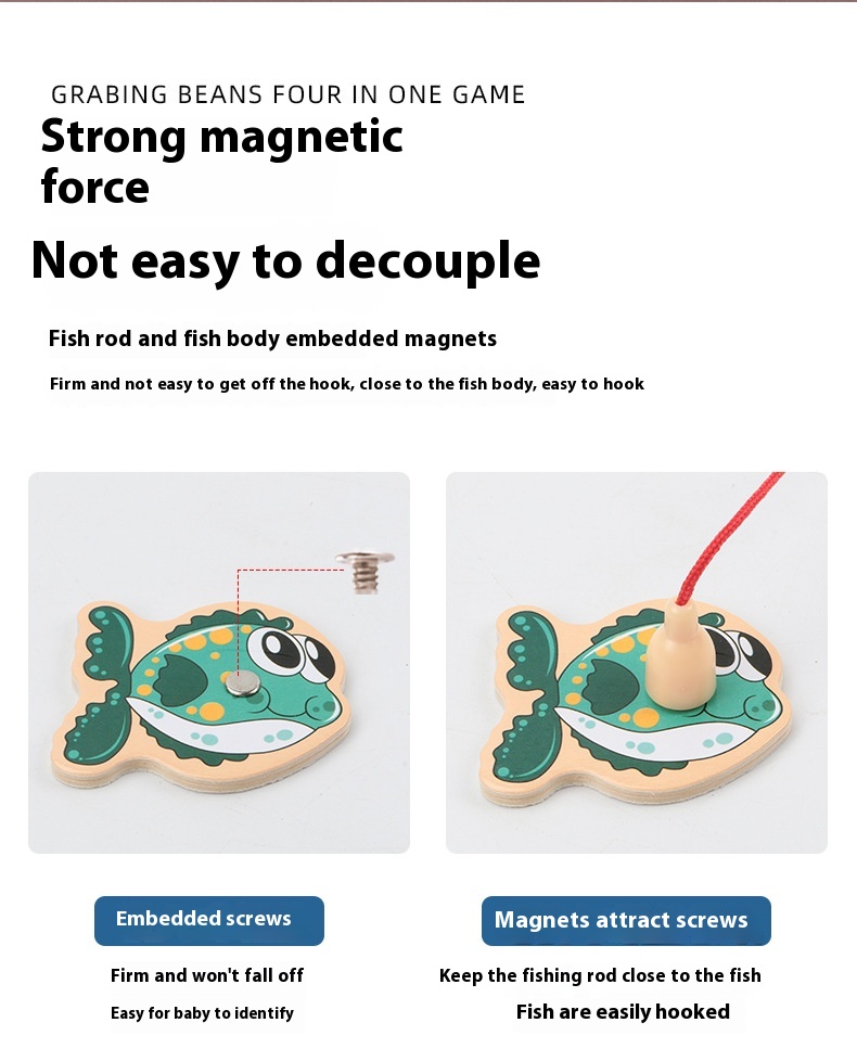 Title 6, Jouet de pêche magnétique en bois pour jeunes e...