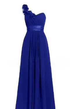Women's Multi Colored Slanted Neck Sleeveless Strapless Long Dress Sapphire Blue - Shop at LoveMi