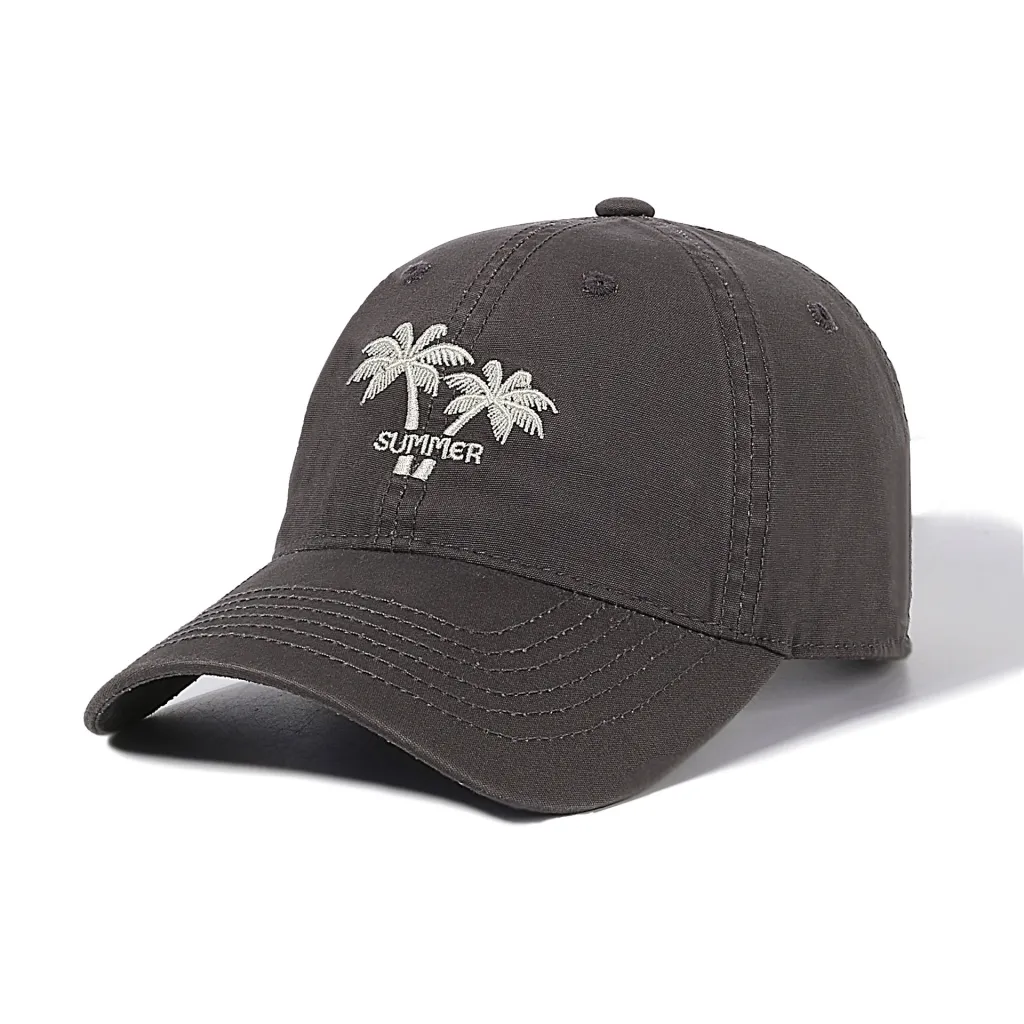 Versatile Soft Top Embroidered Baseball Cap - Gray