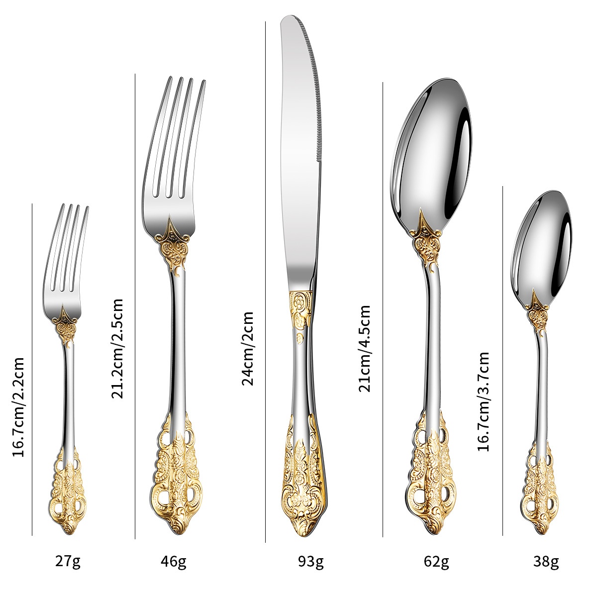 Title 9, Stainless Steel Tableware Knife Fork Spoon 5-pi...