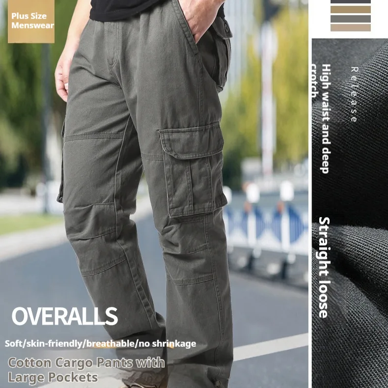 Cotton Multi-pocket Cargo Pants Men's Loose Wear-resistant Outdoor Leisure