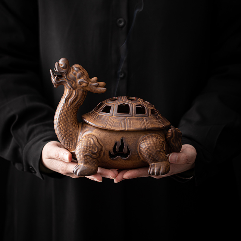 Title 5, Dragon Turtle Incense Burner Large Ceramic Ince...