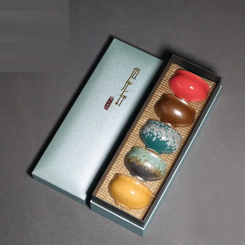 Kiln Baked Five-shaped Cup Porcelain Kung Fu Tea Set Gift Box