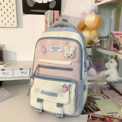 Korean Style Junior's Schoolbag Large Capacity Cute Elementary School Studebt Backpack - Blue - View 1