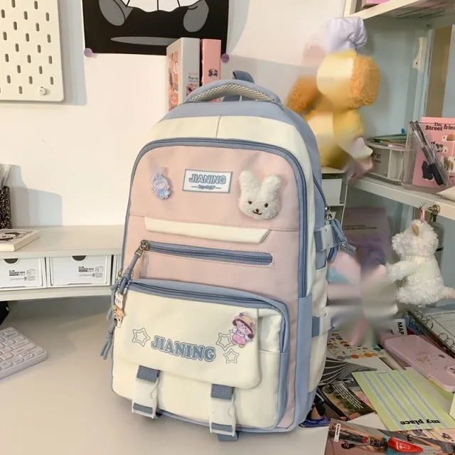 Korean Style Junior's Schoolbag Large Capacity Cute Elementary School Studebt Backpack Blue - Shop at LoveMi