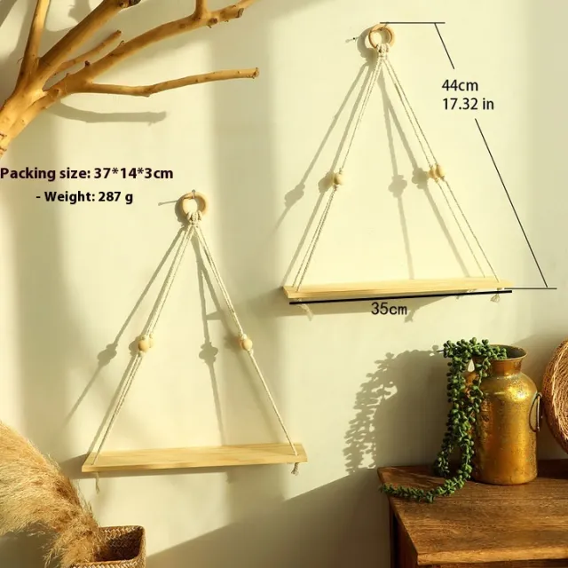 Cotton Thread Woven Wooden Board Wall Shelf A Set Of Two Boards - Shop at LoveMi