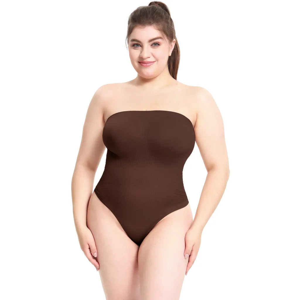 Jumpsuit Skinny Knit Seamless Body-shaping Corsets Sling Detachable Tank-top T-back - Brown