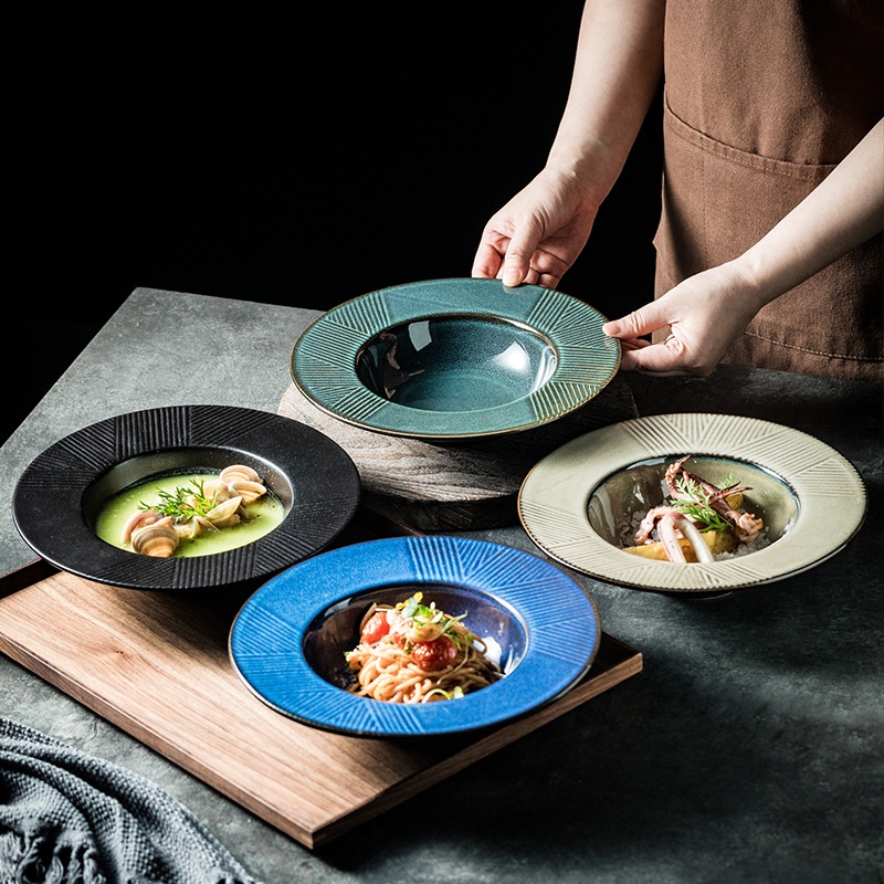 Title 5, Table-mounted Thick Soup Deep Plates Straw Hat ...