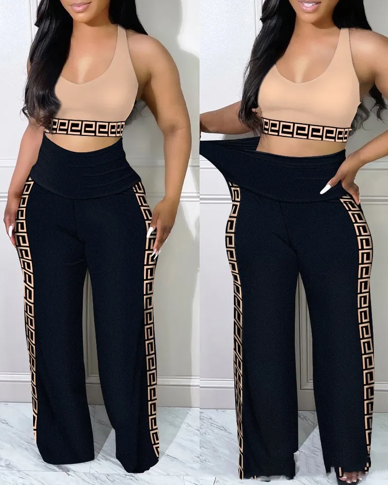 Slim Fit Khaki Plaid High Waist Trousers - Ap Color