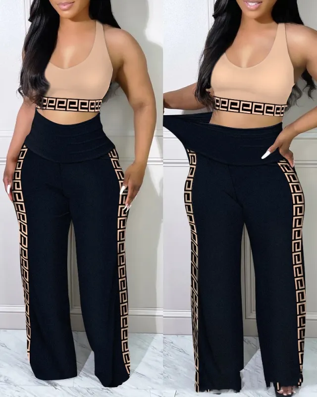 Slim Fit Khaki Plaid High Waist Trousers Ap Color - Shop at LoveMi