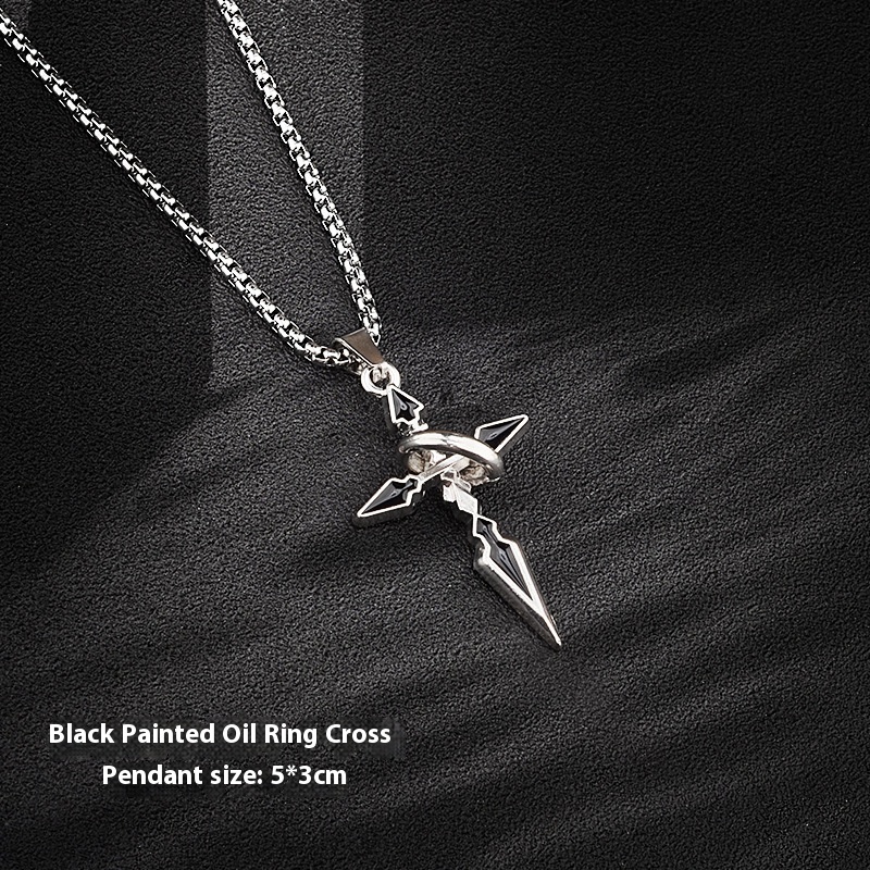 Black Painted Oil Circle Cross