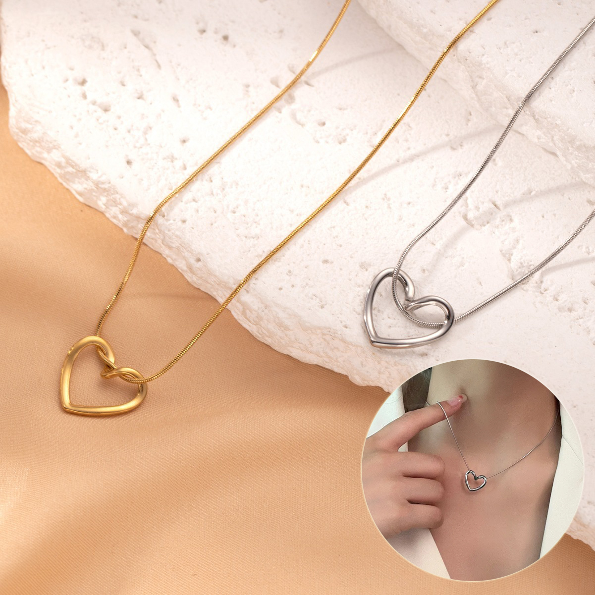 Women's Hollow Heart Dangle Stainless Steel Ball Chain Bracelet – Bangle Style, Gift Ready