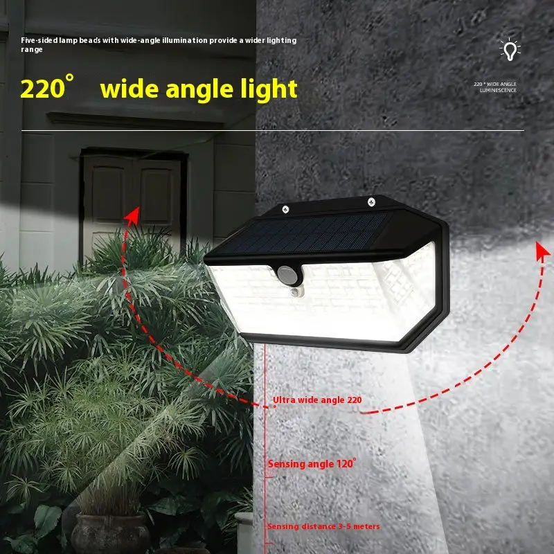Solar Outdoor Courtyard Human Body Induction Five-sided LED Light