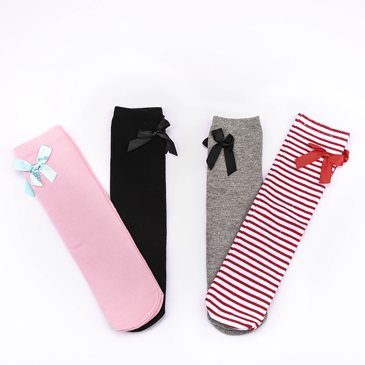 Girls' Pure Cotton Mid Tube Bow Princess Socks