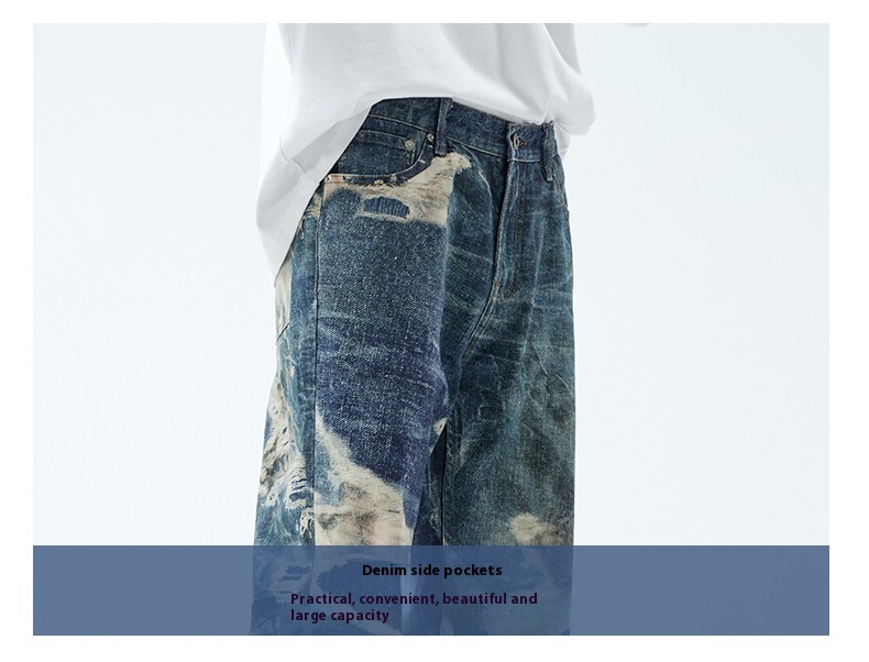 Title 8, Fake Ripped Jeans Heren Mode Rechte Broeken Sti...