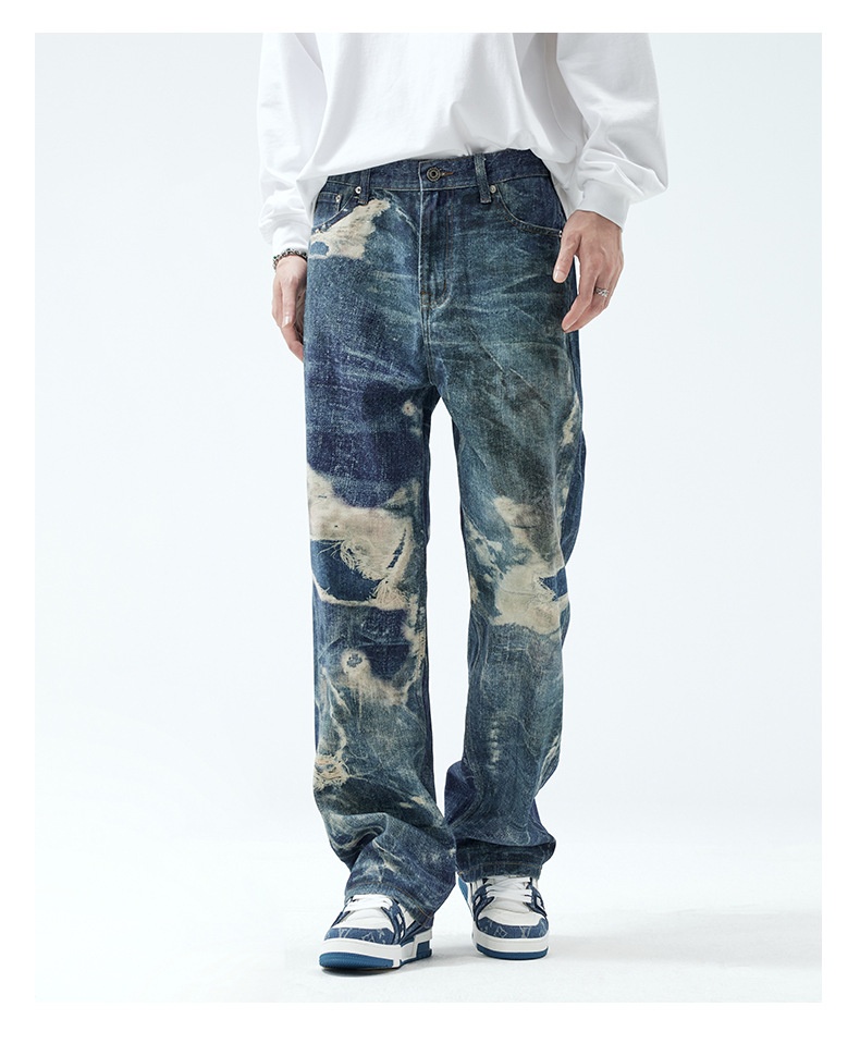 Title 4, Fake Ripped Jeans Herren Mode Straight Trousers...