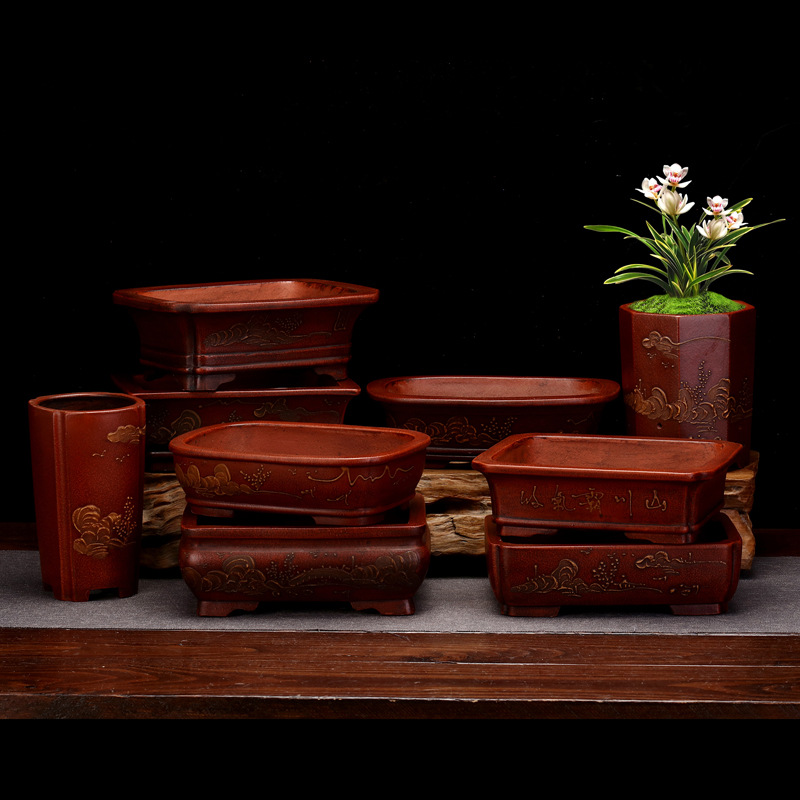 Title 2, Desktop Square Antique Bonsai Basin Modeling Cl...