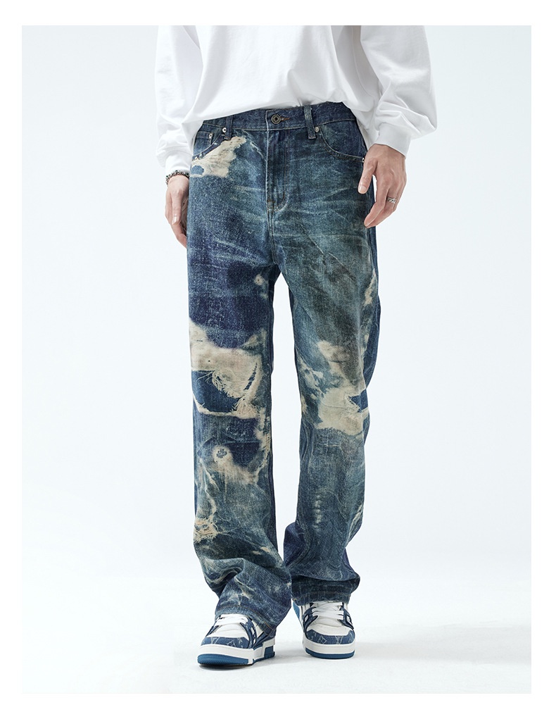 Title 5, Fake Ripped Jeans Herren Mode Straight Trousers...