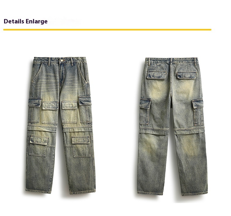 Title 7, Herren Washed Worn Jeans mit mehreren Taschen, ...