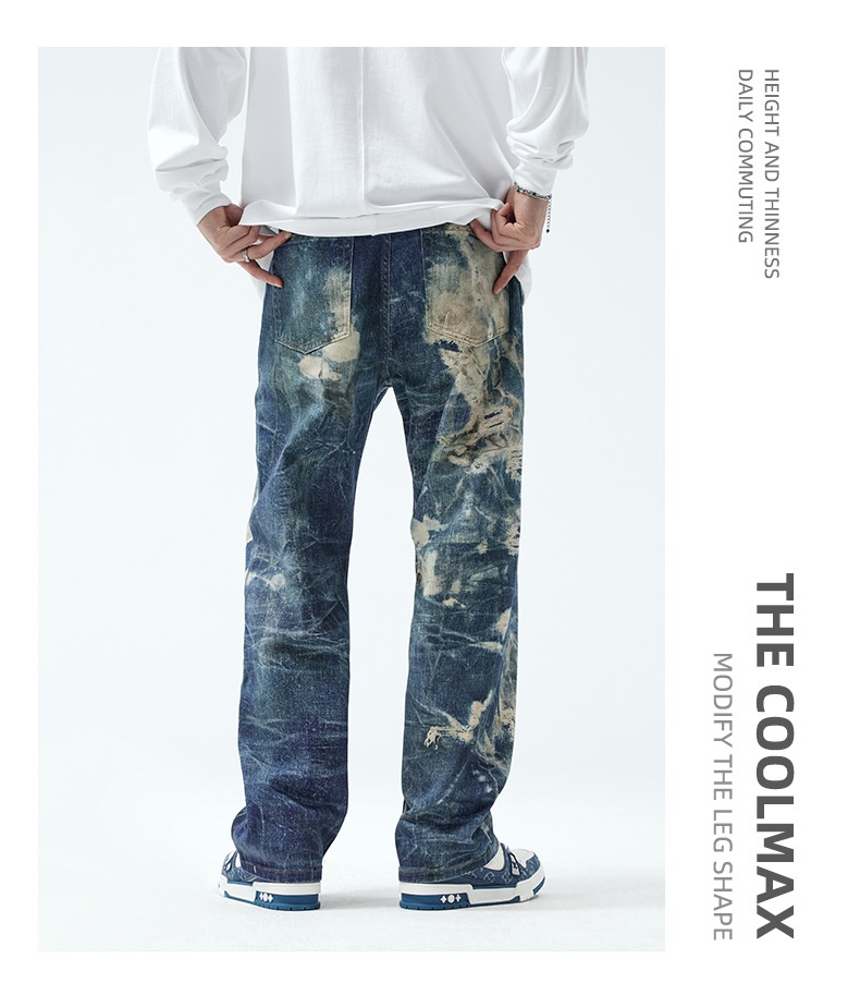 Title 2, Fake Ripped Jeans Herren Mode Straight Trousers...