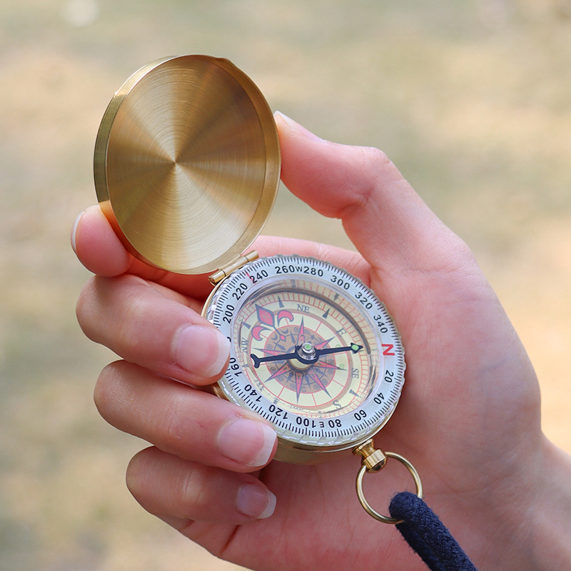 Title 5, Brass Compass G50 Pocket Watch Vintage Flip Com...