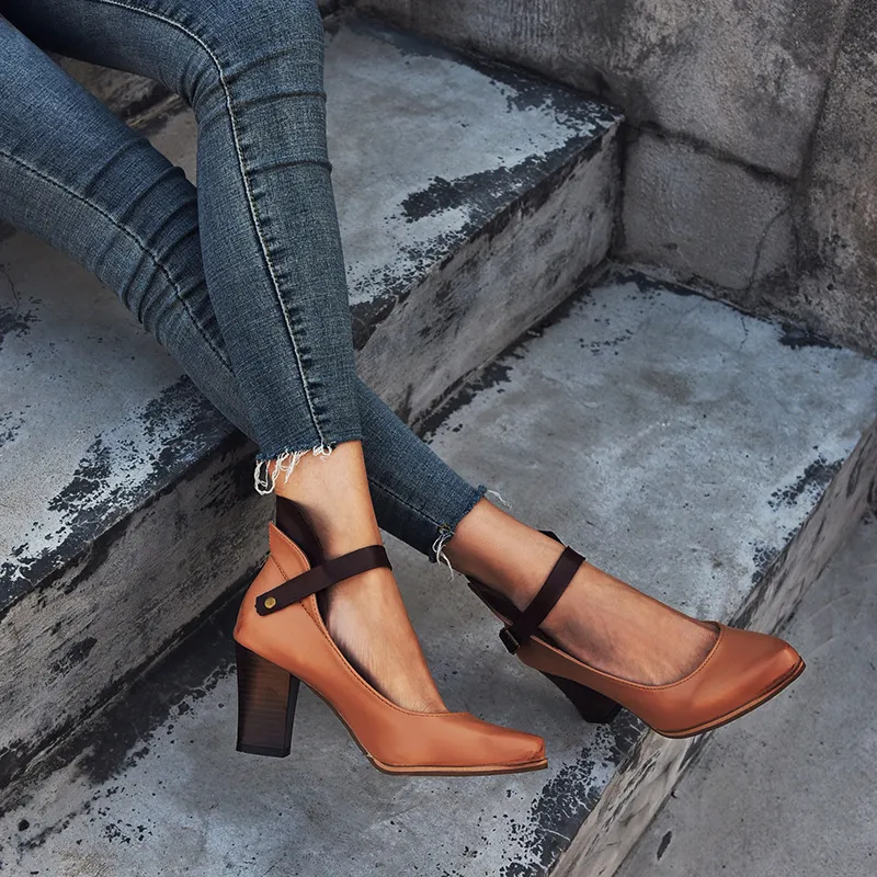 Chunky Heel High Heel Women's Sandals - Khaki