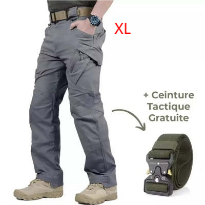 Green pants black belt