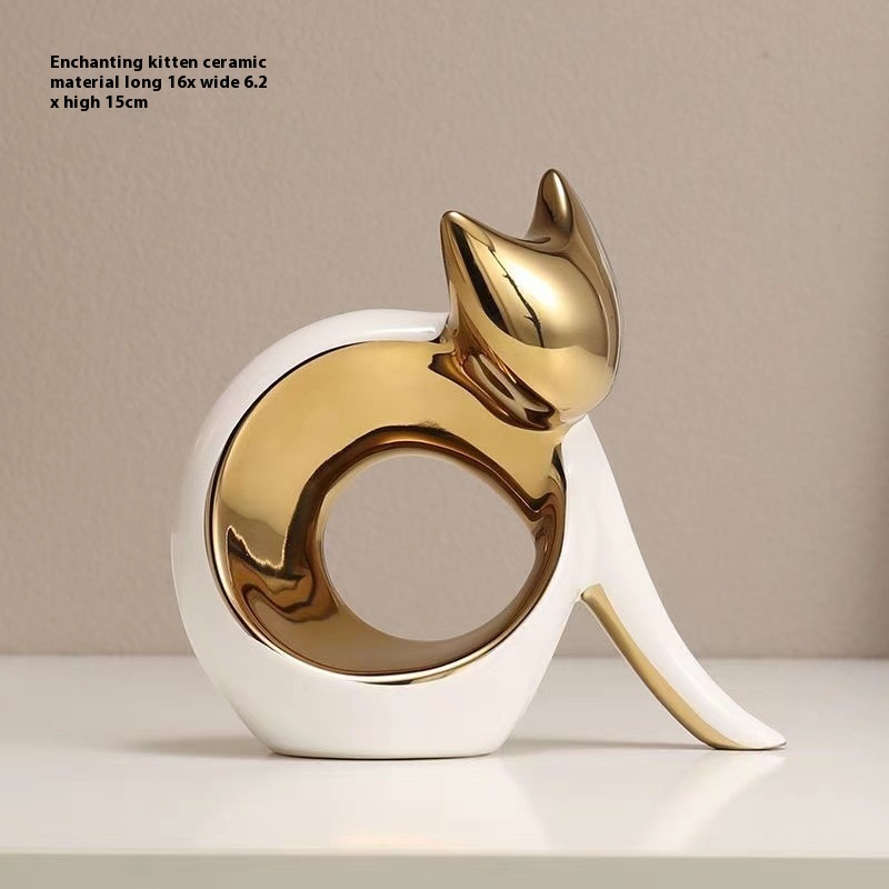 Title 2, Nordic Simple Modern Lucky Cat Decoration Ceram...