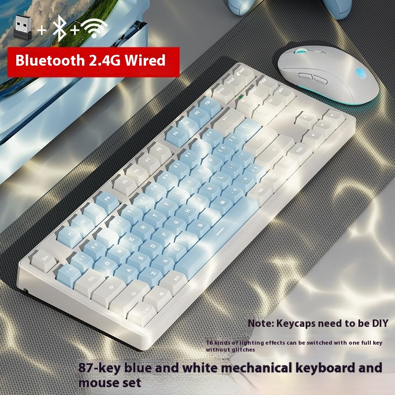 Blue And White 87 Key Mouse