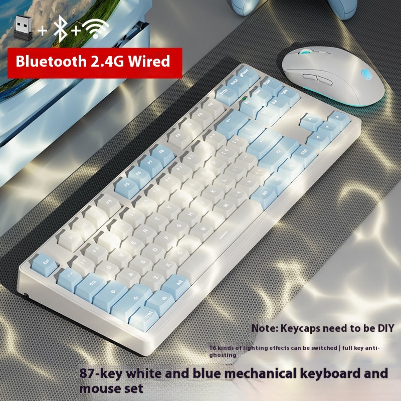 White And Blue 87 Key Mouse