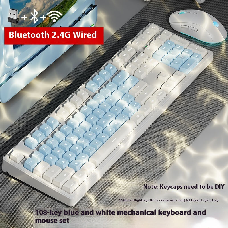 Blue And White 108 Key Mouse