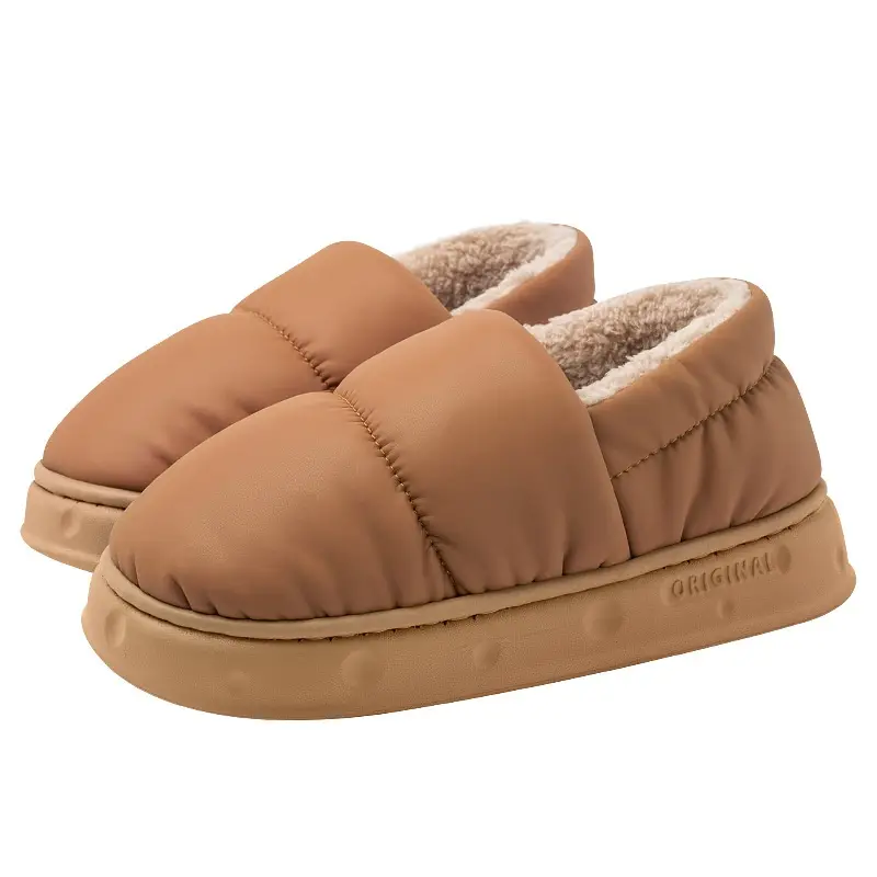Ankle Wrap Winter Waterproof Thick Bottom Indoor Home Non-slip Plush Warm Cotton Slippers