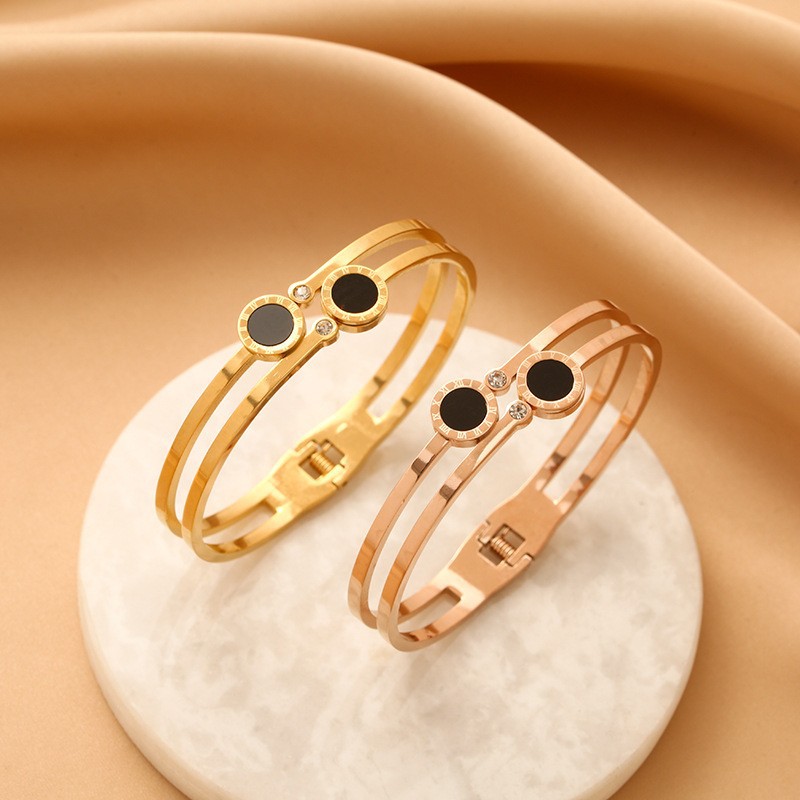 Fashionable Rose Gold Titanium Steel Niche Double-layer Bracelet