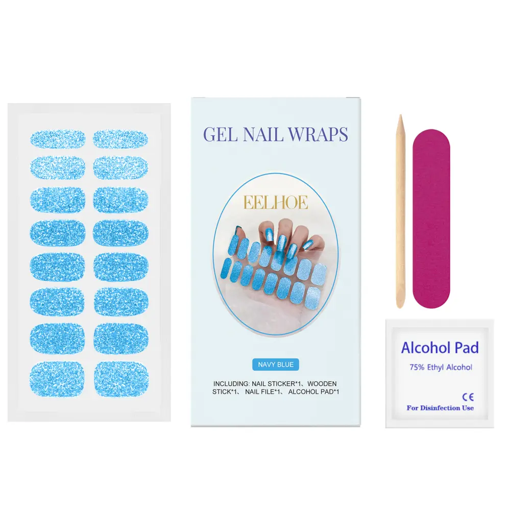 Soft Gel Nail Sticker Set Glitter Four Colors