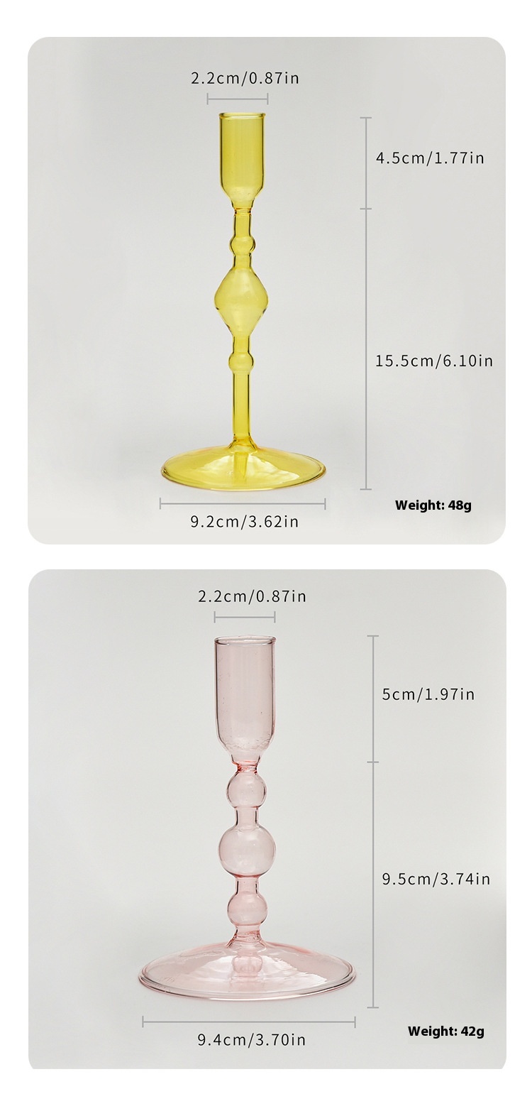 Title 7, French Colored Glass Retro Domestic Candlestick...