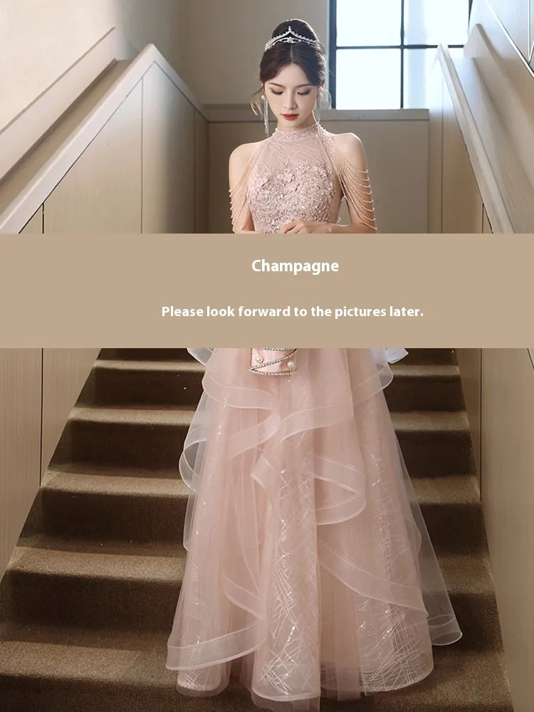 Evening Dress Women's Pink Morning Gowns - Champagne